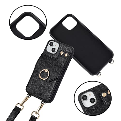 AnsTOP Crossbody Phone Case for iPhone 14 Plus,6.7in - Phone Purse Case with RFID Blocking Card Holder Crossbody Strap for Women, with PU Leather Cute Protective for Airpods Pro Case