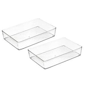 2pcs clear drawer organizer, stackable dresser drawer organizers desk drawer organizer for office desk kitchen makeup bathroom drawer storage