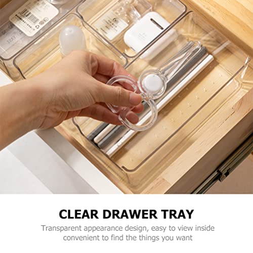 2pcs Clear Drawer Organizer, Stackable Dresser Drawer Organizers Desk Drawer Organizer for Office Desk Kitchen Makeup Bathroom Drawer Storage