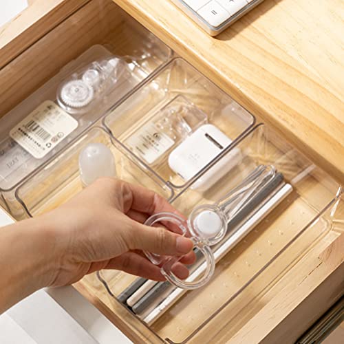 2pcs Clear Drawer Organizer, Stackable Dresser Drawer Organizers Desk Drawer Organizer for Office Desk Kitchen Makeup Bathroom Drawer Storage