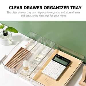 2pcs Clear Drawer Organizer, Stackable Dresser Drawer Organizers Desk Drawer Organizer for Office Desk Kitchen Makeup Bathroom Drawer Storage