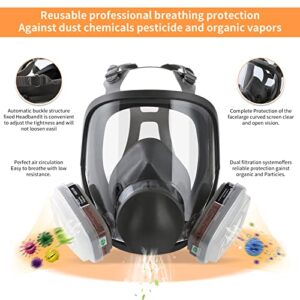 DBYUSB 19in1 Reusable Full Face Respirator Dust-proof Face Cover,Full Face Cover,Protect Against Gas,Paint,Dust,Chemicals and Other Work Protection