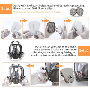 DBYUSB 19in1 Reusable Full Face Respirator Dust-proof Face Cover,Full Face Cover,Protect Against Gas,Paint,Dust,Chemicals and Other Work Protection