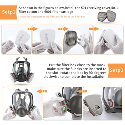 DBYUSB 19in1 Reusable Full Face Respirator Dust-proof Face Cover,Full Face Cover,Protect Against Gas,Paint,Dust,Chemicals and Other Work Protection