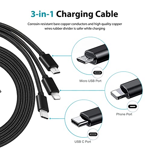 Replacement 3-in-1 Wall Charger Charging Cable Power Cord for Beats by Dr Dre Solo Pro 3 2, Studio 3 2, Studio 1/Buds, Powerbeats Pro 3 2 1, Fit Pro, Flex, Beats X Headphones, Pill+ Plus 2.0 Speakers