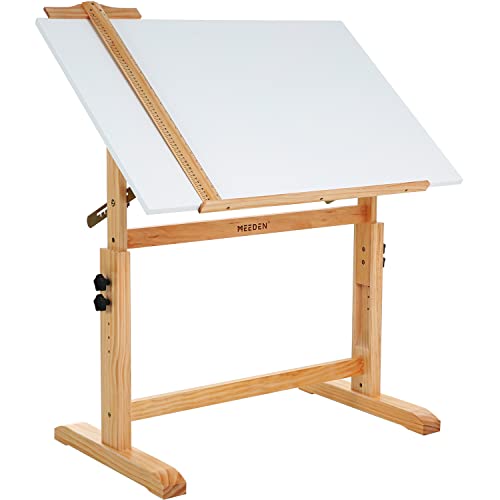 MEEDEN Drafting Table, Art Drawing Desk with Adjustable Height, Large Surface Tilting Table, Artist Table, Wood Drafting Desk for Adults, Hobby Table, Art Desk for Writing, Reading