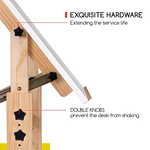 MEEDEN Drafting Table, Art Drawing Desk with Adjustable Height, Large Surface Tilting Table, Artist Table, Wood Drafting Desk for Adults, Hobby Table, Art Desk for Writing, Reading
