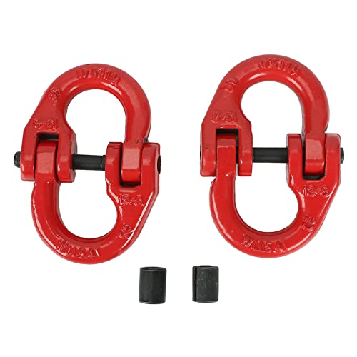 KAFLLA Hammerlock Coupling Link Tow Hitch Safety Chain with G80 1/2 inch Hammer Lock Connector, 12000lbs WLL (Red)