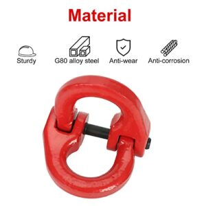 KAFLLA Hammerlock Coupling Link Tow Hitch Safety Chain with G80 1/2 inch Hammer Lock Connector, 12000lbs WLL (Red)