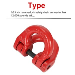 KAFLLA Hammerlock Coupling Link Tow Hitch Safety Chain with G80 1/2 inch Hammer Lock Connector, 12000lbs WLL (Red)