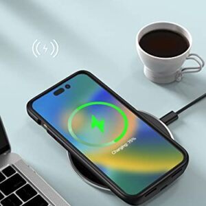 NEWDERY 10000mAh Battery Case for iPhone 14/14 Pro/13/13 Pro, Wireless Charging & Wired Earphone & Sync-Data Supported, Portable Extended Charger Case for iPhone 14/13 Pro, 6.1 inch Black