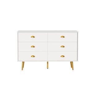 CARPETNAL White Dresser, Modern Dresser for Bedroom, 6 Drawer Dresser with Wide Drawers and Metal Handles, Wooden Double Dressers & Chest of Drawers for Hallway, Entryway