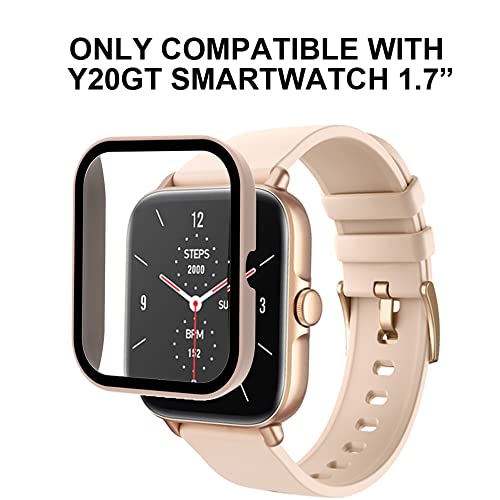 smaate Smart Watch Cases with Screen Protector for Y20GT, Compatible with WZWNEER, BANLVS, DXPICR, Bctemno Y20GT 1.7” Smartwatch, Hard PC Case with Tempered Glass, Protecting Watch Body & Screen