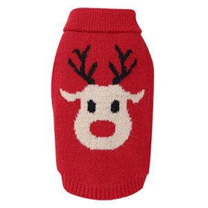 dog sweater pet christmas clothes cartoon reindeer dog knitted sweater breathable and warm knitwear warm pet sweaters for dogs puppy kitten cats holiday costumes (red, xl)