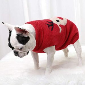 Dog Sweater Pet Christmas Clothes Cartoon Reindeer Dog Knitted Sweater Breathable and Warm Knitwear Warm Pet Sweaters for Dogs Puppy Kitten Cats Holiday Costumes (Red, XL)