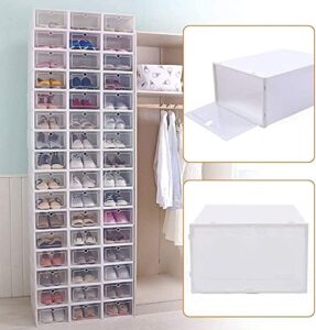 yiponyt 20 pack shoe box side open, plastic stackable shoe storage organizer shoe container sneaker box for men women shoe (13.0 x 9.1 x 5.5 inches, white)