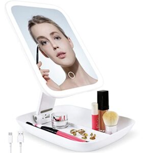 chooone makeup mirror with lights, 3 color lighting modes 72 high brightness led vanity mirror, touch design, infinitely dimmable, type-c