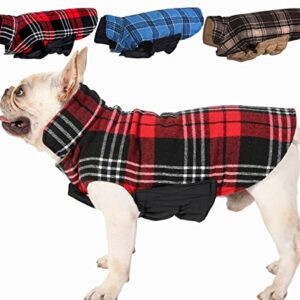 Uadonile Dog Coat British Style Plaid Christmas Jackets, Windproof Reversible,Reflective Dogs Winter Warn Snow Coat, Cold Weather Coats for Small Medium and Large Boy Girl