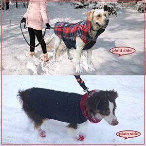 Uadonile Dog Coat British Style Plaid Christmas Jackets, Windproof Reversible,Reflective Dogs Winter Warn Snow Coat, Cold Weather Coats for Small Medium and Large Boy Girl