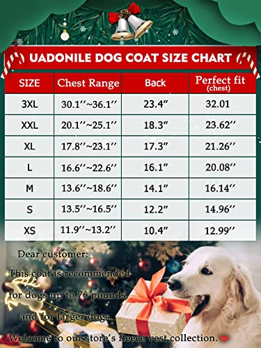 Uadonile Dog Coat British Style Plaid Christmas Jackets, Windproof Reversible,Reflective Dogs Winter Warn Snow Coat, Cold Weather Coats for Small Medium and Large Boy Girl