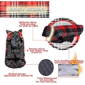 Uadonile Dog Coat British Style Plaid Christmas Jackets, Windproof Reversible,Reflective Dogs Winter Warn Snow Coat, Cold Weather Coats for Small Medium and Large Boy Girl