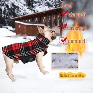 Uadonile Dog Coat British Style Plaid Christmas Jackets, Windproof Reversible,Reflective Dogs Winter Warn Snow Coat, Cold Weather Coats for Small Medium and Large Boy Girl