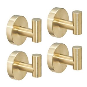beelee gold towel hooks for bathroom 4-pack wall hooks robe hooks brushed gold clothes hooks in sus 304 stainless steel ，ba19507bg-4