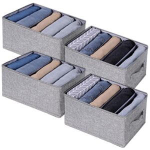fixwal 4pcs wardrobe clothes organizer foldable jean organizer for drawer washable compartment closet organizers and storage bins for clothes jeans pants sweaters 5 grids gray