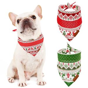 moledino christmas dog bandanas for girls boys (2 packs), cute funny dog bandanas collar set durable washable dog handkerchief soft dog scarf for holiday birthday