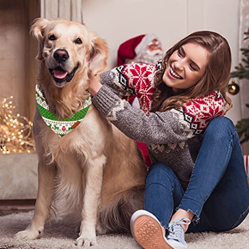 MOLEDINO Christmas Dog Bandanas for Girls Boys (2 Packs), Cute Funny Dog Bandanas Collar Set Durable Washable Dog Handkerchief Soft Dog Scarf for Holiday Birthday