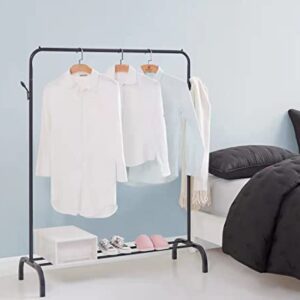 WEASHUME Clothes Rack 43.3 Inches Garment Rack,Coat stand with Bottom Shelf Portable Metal Clothing Rack for Hanging Clothes Coat Rack Black