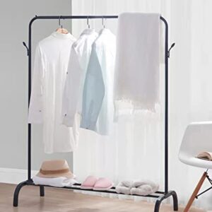 WEASHUME Clothes Rack 43.3 Inches Garment Rack,Coat stand with Bottom Shelf Portable Metal Clothing Rack for Hanging Clothes Coat Rack Black