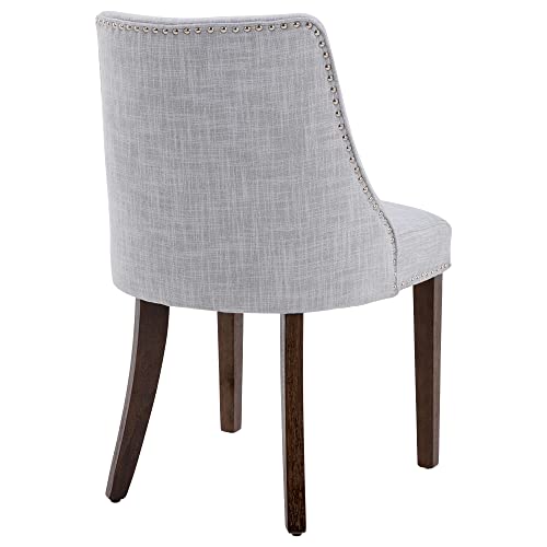 Kmax Fabric Dining Chairs Set of 4 Upholstered Side Chairs Farmhouse Accent Chairs with Nailhead Wood Legs for Dining Room Guest Room Restaurant, Grey