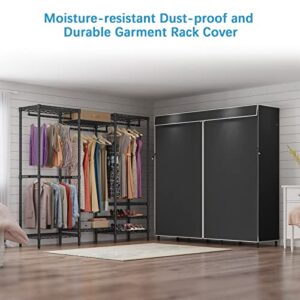 VIPEK V5C Heavy Duty Covered Clothes Rack Portable Bedroom Armoires Rack, Black Metal Clothing Rack with Black Cover, Adjustable Custom Freestanding Closet Wardrobe, Max Load 800LBS