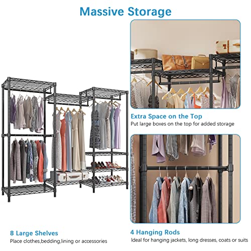 VIPEK V5C Heavy Duty Covered Clothes Rack Portable Bedroom Armoires Rack, Black Metal Clothing Rack with Black Cover, Adjustable Custom Freestanding Closet Wardrobe, Max Load 800LBS