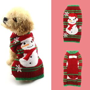 seis dog snowman sweater xmas dog holiday sweaters year christmas sweater pet snow costume red and green stripes christmas sweater (xl (chest 20.5 inches))
