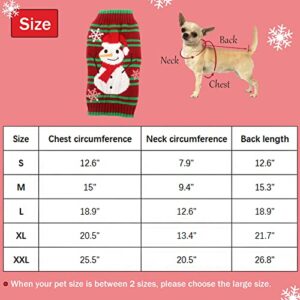 SEIS Dog Snowman Sweater Xmas Dog Holiday Sweaters Year Christmas Sweater Pet Snow Costume Red and Green Stripes Christmas Sweater (XL (Chest 20.5 inches))