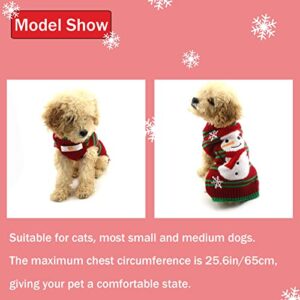 SEIS Dog Snowman Sweater Xmas Dog Holiday Sweaters Year Christmas Sweater Pet Snow Costume Red and Green Stripes Christmas Sweater (XL (Chest 20.5 inches))