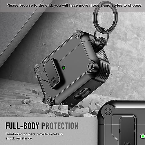 Valkit for Apple Airpods Pro 2nd Generation Case Cover 2022 with Secure Lock Clip, Hard Shell AirPods Pro 2 Case with Keychain for Men Women Shockproof Protective Case for AirPods Pro 2,Black