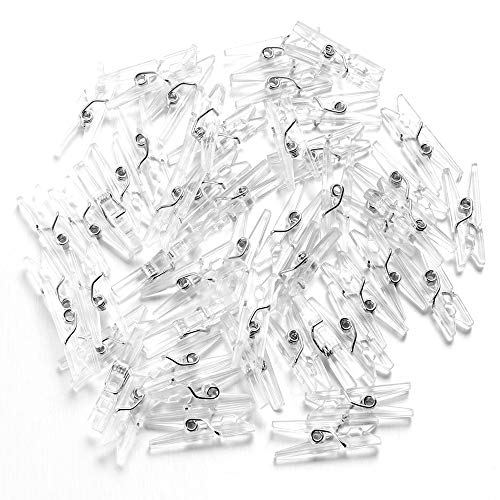 20/50/100 pcs Plastic Clothes Pegs, Wind-Proof Photo Clip, Mini Clear Plastic Clothespins, Photo Hanging Clamp, Laundry Home Supplies(2.5cm 20pcs)