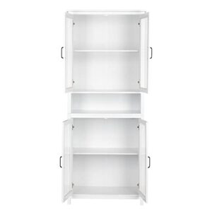 SSLine 5-Tier Bookshelf Bookcase with 4 Doors,71'' Wooden Tall Storage Cabinet with Open Storage and Spray Paint Acrylic Door,Adjustable Shelves for Living Room Bedroom Study Office Book Organizer