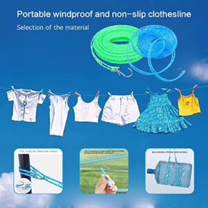 Must-Have 2-Pack Clothesline for Home Hotel Travel, Windproof Laundry Lines Convenient Outdoor Indoor, Compact-Sized Versatile Rope for Miscellaneous Items Drying or Hanging, 3m&5m, Blue&Green