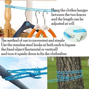 Must-Have 2-Pack Clothesline for Home Hotel Travel, Windproof Laundry Lines Convenient Outdoor Indoor, Compact-Sized Versatile Rope for Miscellaneous Items Drying or Hanging, 3m&5m, Blue&Green