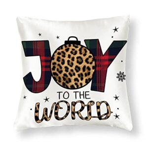 joy to the world decorative throw pillows for couch 18x18 winter snowman snowflakes modern cooling silk pillow shams for sofa bedroom car couch zippered thanksgiving gifts