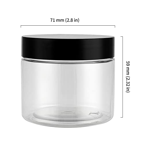 HOIGON 24 Pack 5 Oz Plastic Jars with Lids, 150ml Clear Plastic Storage Jars Containers, Empty Round Jars Wide Mouth Plastic Containers for Crafts, Nuts, Beads, Spices, Beauty Products