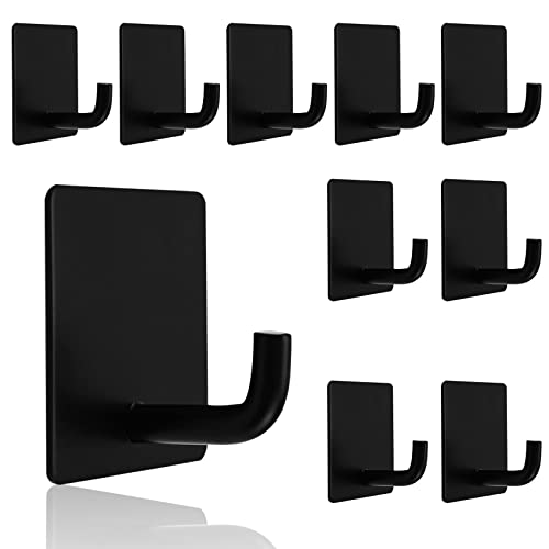 Potaosey 10PC Adhesive Wall Hooks, Coat Hooks for Hanging,SUS304 Stainless Steel Towel Hooks,Small Bent Hooks for Towel,Key,Robe,Coats for Bathroom Bedroom Kitchen Closet Cabinet