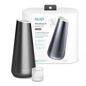quip refillable mouthwash starter kit, 4x concentrate, alcohol-free, kills bad breath germs, helps prevent cavities, mint - slate metal, 1, 4.0 fl oz (920-00117)