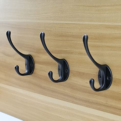 Potaosey 15PC Black Coat Hooks, Black Hooks for Mudroom,Double Prongs Coat Hooks,Retro Hooks Wall Mounted,Towel Hooks,Robe Hooks