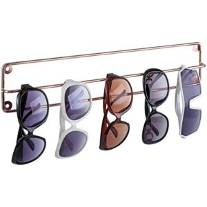 mygift modern minimalist sunglasses hanger holder copper tone metal wire wall mounted eyewear display rack, hanging eyeglasses storage rail bar