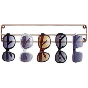 MyGift Modern Minimalist Sunglasses Hanger Holder Copper Tone Metal Wire Wall Mounted Eyewear Display Rack, Hanging Eyeglasses Storage Rail Bar